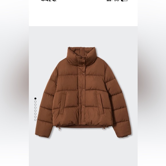 Mango Adjustable padded anorak. Puffer Jacket Brown - Picture 4 of 12